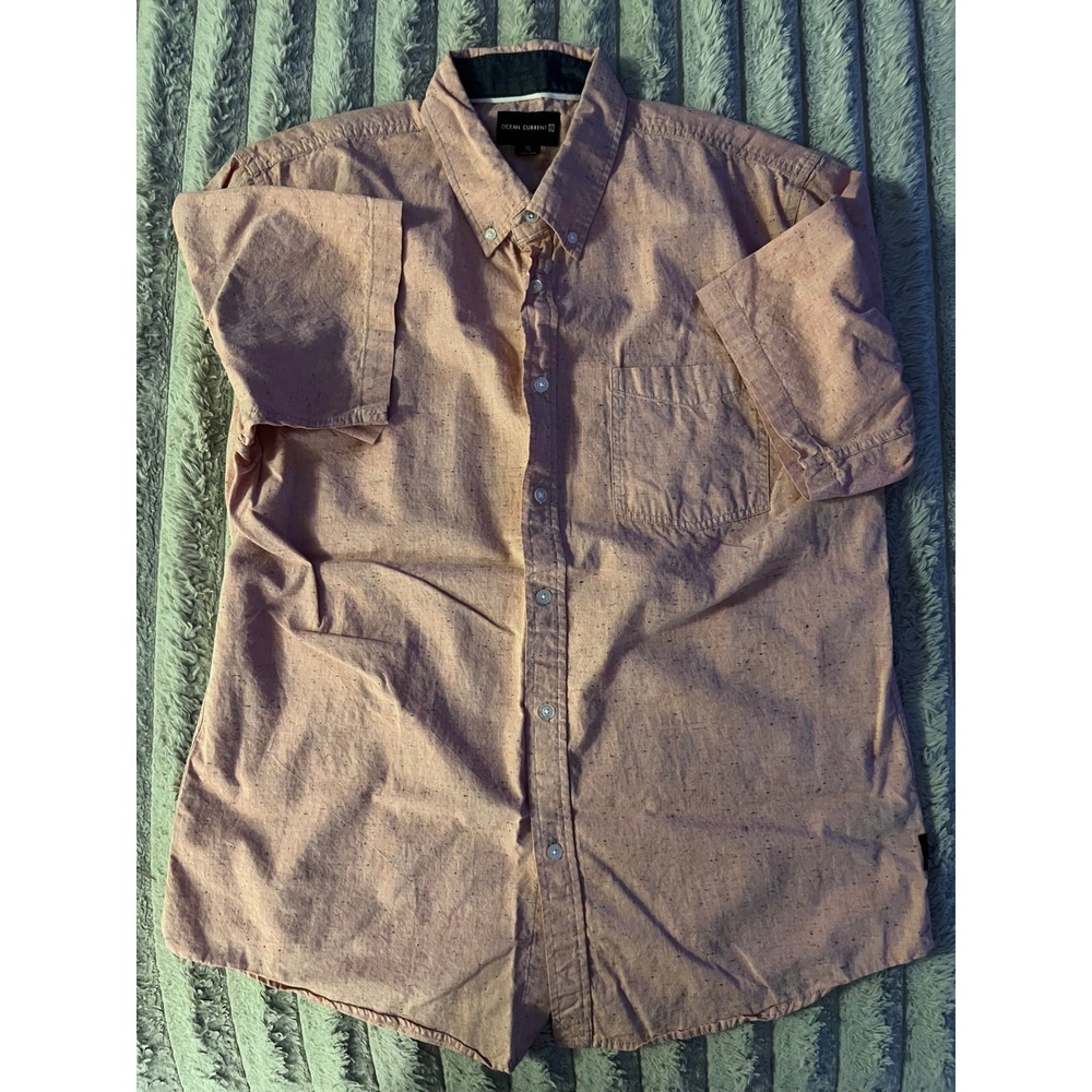 Ocean Current Mens XL Salmon Pink Speckled Nep Short Sleeve Button Down Shirt